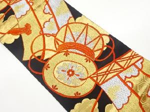 鼓に雲模様織出し袋帯